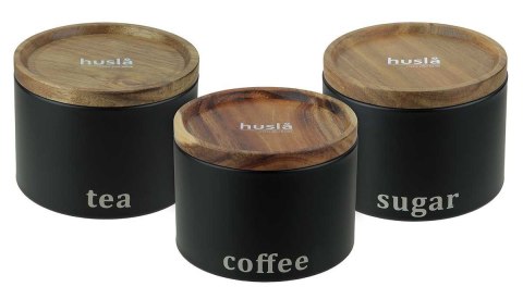 ZESTAW POJEMNIKÓW KUCHENNYCH HUSLA black 73949 ZESTAW POJEMNIKÓW KUCHENNYCH HUSLA black 73949