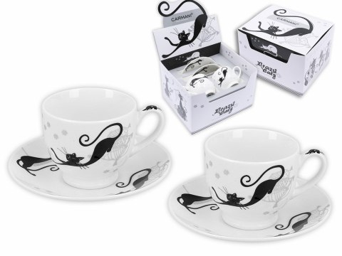 Kpl dwóch filiżanek ze spodkami espresso - koty Kpl dwóch filiżanek ze spodkami espresso - koty