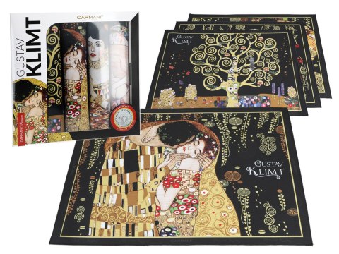 Kpl. 4 podkładek na stół - G. Klimt, mix, czarne tło (CARMANI) Kpl. 4 podkładek na stół - G. Klimt, mix, czarne tło (CARMANI)