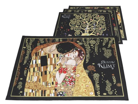 Kpl. 4 podkładek na stół - G. Klimt, mix, czarne tło (CARMANI) Kpl. 4 podkładek na stół - G. Klimt, mix, czarne tło (CARMANI)