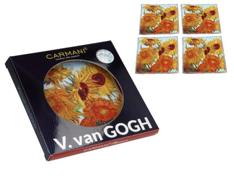 Kpl. 4 podkładek pod kubki - V. van Gogh, Słoneczniki CARMANI Kpl. 4 podkładek pod kubki - V. van Gogh, Słoneczniki CARMANI