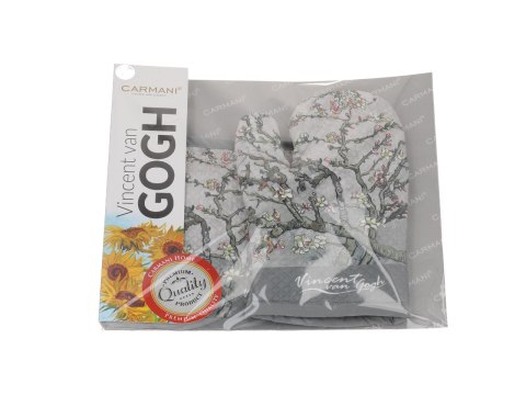 Kpl. Łapka i rękawica kuchenna - V. van Gogh, Kwitnący Migdałowiec (srebrny) CARMANI Kpl. Łapka i rękawica kuchenna - V. van Gogh, Kwitnący Migdałowiec (srebrny) CARMANI