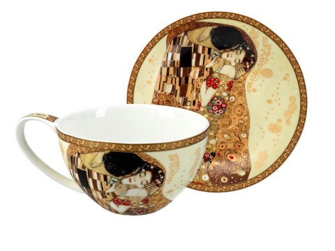 Filiżanka ze spodkiem - G. Klimt, Pocałunek, kremowe tło (CARMANI) Filiżanka ze spodkiem - G. Klimt, Pocałunek, kremowe tło (CARMANI)