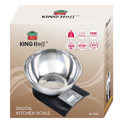 ELEKTRONICZNA WAGA KUCHENNA Z MISĄ 2L KINGHOFF KH-1828 ELEKTRONICZNA WAGA KUCHENNA Z MISĄ 2L KINGHOFF KH-1828