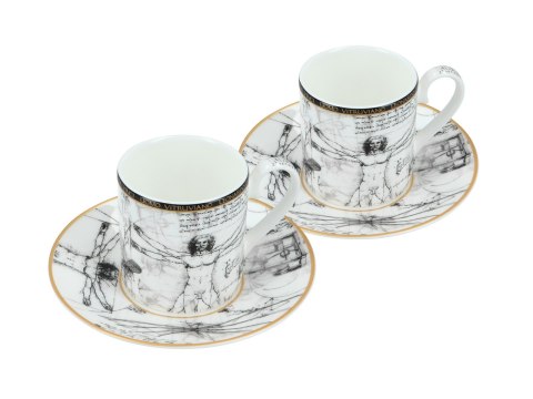 Kpl. 2 filiżanek espresso - L. Da Vinci, Człowiek Witruwiański (CARMANI) Kpl. 2 filiżanek espresso - L. Da Vinci, Człowiek Witruwiański (CARMANI)