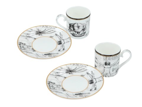 Kpl. 2 filiżanek espresso - L. Da Vinci, Człowiek Witruwiański (CARMANI) Kpl. 2 filiżanek espresso - L. Da Vinci, Człowiek Witruwiański (CARMANI)