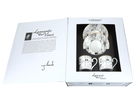 Kpl. 2 filiżanek espresso - L. Da Vinci, Człowiek Witruwiański (CARMANI) Kpl. 2 filiżanek espresso - L. Da Vinci, Człowiek Witruwiański (CARMANI)