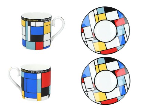 Kpl. 2 filiżanek espresso - P. Mondrian, Composition A (CARMANI) Kpl. 2 filiżanek espresso - P. Mondrian, Composition A (CARMANI)