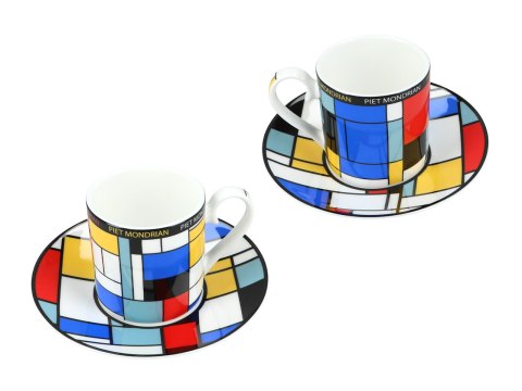 Kpl. 2 filiżanek espresso - P. Mondrian, Composition A (CARMANI) Kpl. 2 filiżanek espresso - P. Mondrian, Composition A (CARMANI)