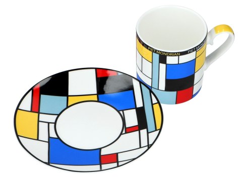 Kpl. Filiżanka ze spodkiem - P. Mondrian, Composition A (CARMANI) Kpl. Filiżanka ze spodkiem - P. Mondrian, Composition A (CARMANI)