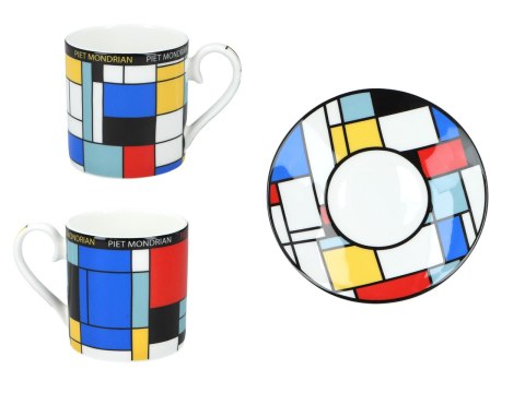 Kpl. Filiżanka ze spodkiem - P. Mondrian, Composition A (CARMANI) Kpl. Filiżanka ze spodkiem - P. Mondrian, Composition A (CARMANI)