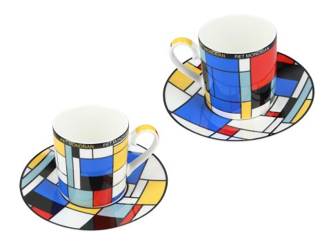 Kpl. Filiżanka ze spodkiem - P. Mondrian, Composition A (CARMANI) Kpl. Filiżanka ze spodkiem - P. Mondrian, Composition A (CARMANI)
