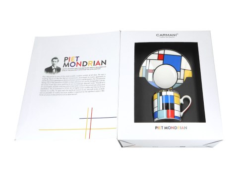 Kpl. Filiżanka ze spodkiem - P. Mondrian, Composition A (CARMANI) Kpl. Filiżanka ze spodkiem - P. Mondrian, Composition A (CARMANI)