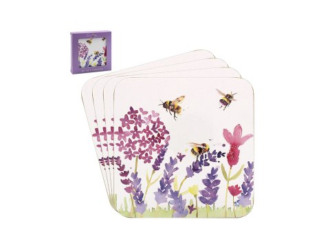Kpl. 4 podkładek pod kubek - Lavender & Bees Kpl. 4 podkładek pod kubek - Lavender & Bees