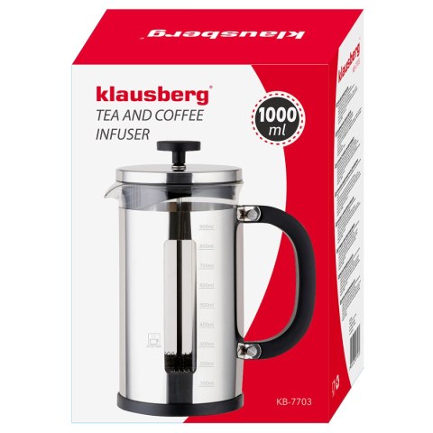 ZAPARZACZ TŁOKOWY DO KAWY/HERBATY 1000ml KLAUSBERG KB-7703 ZAPARZACZ TŁOKOWY DO KAWY/HERBATY 1000ml KLAUSBERG KB-7703