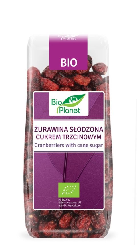 ŻURAWINA SŁODZONA CUKREM TRZCINOWYM BIO 100 g - BIO PLANET ŻURAWINA SŁODZONA CUKREM TRZCINOWYM BIO 100 g - BIO PLANET