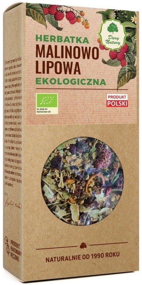 HERBATKA MALINOWO - LIPOWA BIO 80 g - DARY NATURY HERBATKA MALINOWO - LIPOWA BIO 80 g - DARY NATURY
