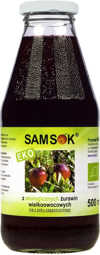 SOK Z ŻURAWINY WIELKOOWOCOWEJ NFC BIO 500 ml - VIANDS (SAM SOK) SOK Z ŻURAWINY WIELKOOWOCOWEJ NFC BIO 500 ml - VIANDS (SAM SOK)