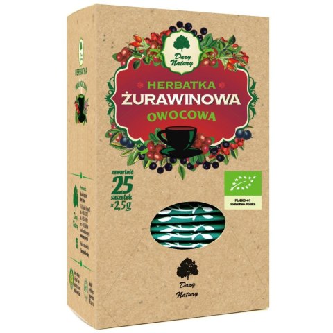 HERBATKA ŻURAWINOWO - OWOCOWA BIO (25 x 2,5 g) 62,5 g - DARY NATURY HERBATKA ŻURAWINOWO - OWOCOWA BIO (25 x 2,5 g) 62,5 g - DARY NATURY