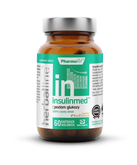 KAPSUŁKI NA POZIOM GLUKOZY (INSULINMED) BEZGLUTENOWE 60 szt. - PHARMOVIT (HERBALLINE) KAPSUŁKI NA POZIOM GLUKOZY (INSULINMED) BEZGLUTENOWE 60 szt. - PHARMOVIT (HERBALLINE)