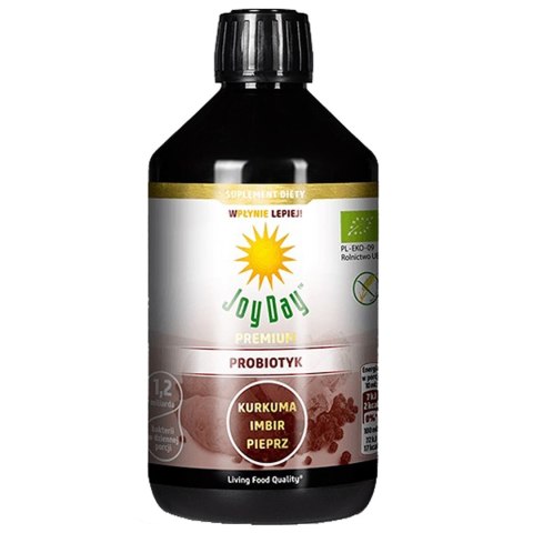 KONCENTRAT NAPOJU PROBIOTYCZNEGO KURKUMA IMBIR PIEPRZ BEZGLUTENOWY BIO 500 ml - JOY DAY KONCENTRAT NAPOJU PROBIOTYCZNEGO KURKUMA IMBIR PIEPRZ BEZGLUTENOWY BIO 500 ml - JOY DAY