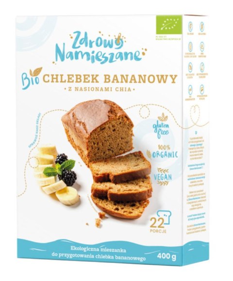 MIESZANKA NA CHLEBEK BANANOWY Z NASIONAMI CHIA BEZGLUTENOWA BIO 400 g - ZDROWO NAMIESZANE MIESZANKA NA CHLEBEK BANANOWY Z NASIONAMI CHIA BEZGLUTENOWA BIO 400 g - ZDROWO NAMIESZANE
