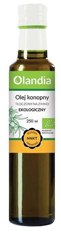 OLEJ KONOPNY TŁOCZONY NA ZIMNO BIO 250 ml - OLANDIA OLEJ KONOPNY TŁOCZONY NA ZIMNO BIO 250 ml - OLANDIA