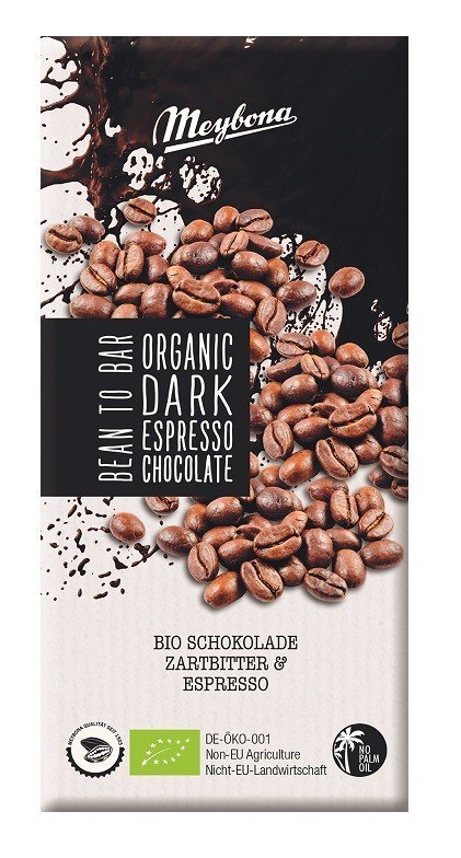 CZEKOLADA GORZKA Z KRUSZONYMI ZIARNAMI KAWY ESPRESSO BIO 100 g - MEYBONA CZEKOLADA GORZKA Z KRUSZONYMI ZIARNAMI KAWY ESPRESSO BIO 100 g - MEYBONA