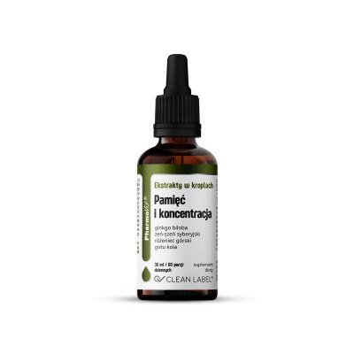 EKSTRAKTY W KROPLACH NA PAMIĘĆ I KONCENTRACJĘ BEZGLUTENOWE 30 ml - PHARMOVIT (CLEAN LABEL) EKSTRAKTY W KROPLACH NA PAMIĘĆ I KONCENTRACJĘ BEZGLUTENOWE 30 ml - PHARMOVIT (CLEAN LABEL)