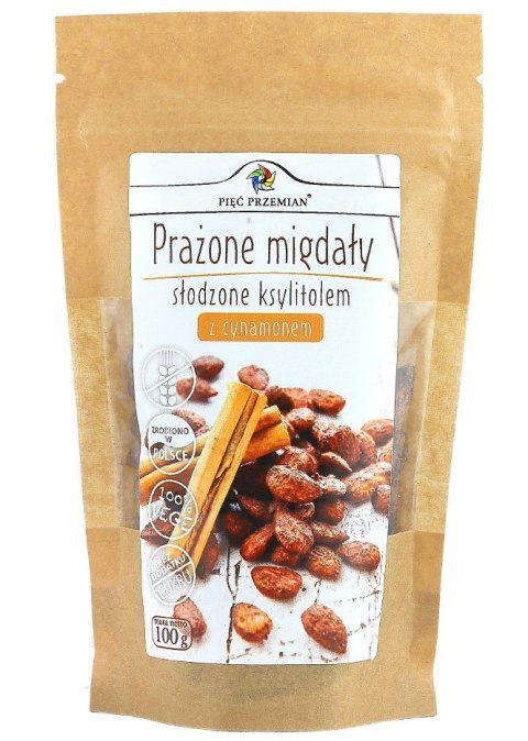 MIGDAŁY PRAŻONE Z CYNAMONEM SŁODZONE KSYLITOLEM BEZGLUTENOWE 100 g - PIĘĆ PRZEMIAN MIGDAŁY PRAŻONE Z CYNAMONEM SŁODZONE KSYLITOLEM BEZGLUTENOWE 100 g - PIĘĆ PRZEMIAN