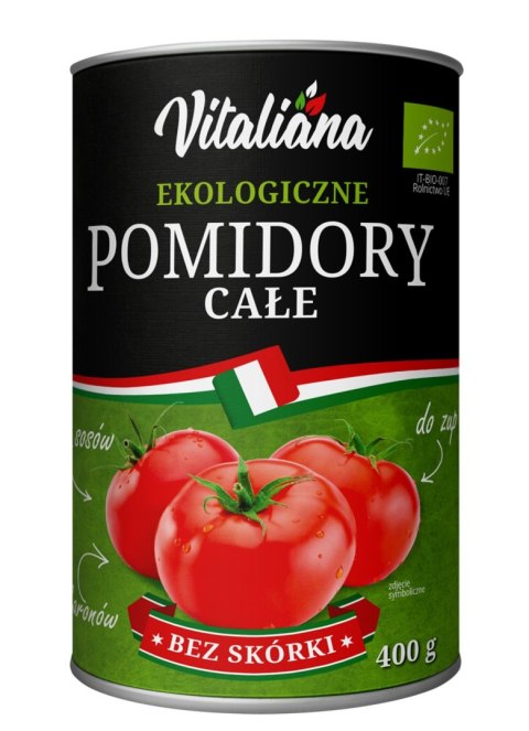 POMIDORY CAŁE BEZ SKÓRKI BIO 400 g - VITALIANA POMIDORY CAŁE BEZ SKÓRKI BIO 400 g - VITALIANA