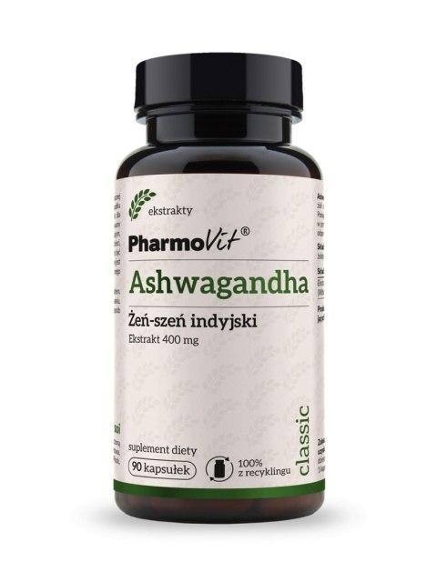 ASHWAGANDHA EKSTRAKT (400 mg) BEZGLUTENOWY 90 KAPSUŁEK - PHARMOVIT (CLASSIC) ASHWAGANDHA EKSTRAKT (400 mg) BEZGLUTENOWY 90 KAPSUŁEK - PHARMOVIT (CLASSIC)