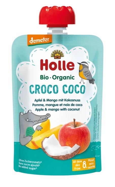 MUS W TUBCE KOKOSOWY KROKODYL (JABŁKO - MANGO - KOKOS) BEZ DODATKU CUKRÓW OD 8 MIESIĄCA DEMETER BIO 100 g - HOLLE MUS W TUBCE KOKOSOWY KROKODYL (JABŁKO - MANGO - KOKOS) BEZ DODATKU CUKRÓW OD 8 MIESIĄCA DEMETER BIO 100 g - HOLLE