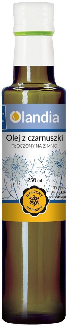 OLEJ Z CZARNUSZKI TŁOCZONY NA ZIMNO 250 ml - OLANDIA OLEJ Z CZARNUSZKI TŁOCZONY NA ZIMNO 250 ml - OLANDIA