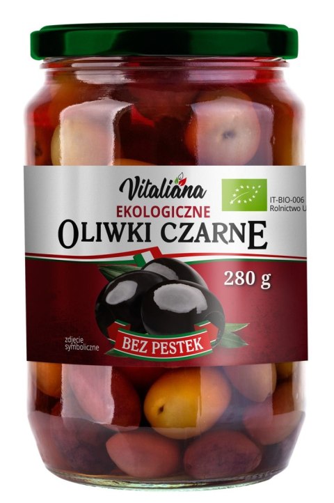 OLIWKI CZARNE BEZ PESTEK W ZALEWIE BIO 280 g (150 g) - VITALIANA OLIWKI CZARNE BEZ PESTEK W ZALEWIE BIO 280 g (150 g) - VITALIANA
