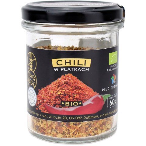 CHILI PŁATKI BEZGLUTENOWE BIO 60 g - PIĘĆ PRZEMIAN CHILI PŁATKI BEZGLUTENOWE BIO 60 g - PIĘĆ PRZEMIAN
