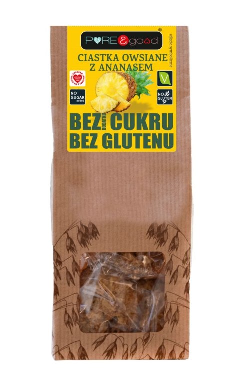 CIASTKA OWSIANE Z ANANASEM BEZ DODATKU CUKRU BEZGLUTENOWE 150 g - PURE&GOOD CIASTKA OWSIANE Z ANANASEM BEZ DODATKU CUKRU BEZGLUTENOWE 150 g - PURE&GOOD