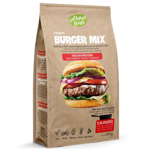 ZAMIENNIK MIĘSA MIELONEGO NA BURGERY BEZGLUTENOWY 200 g - CULTURED FOODS ZAMIENNIK MIĘSA MIELONEGO NA BURGERY BEZGLUTENOWY 200 g - CULTURED FOODS