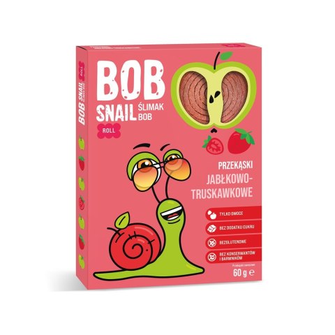 PRZEKĄSKA ROLL JABŁKO - TRUSKAWKA BEZ DODATKU CUKRU BEZGLUTENOWA 60 g - BOB SNAIL PRZEKĄSKA ROLL JABŁKO - TRUSKAWKA BEZ DODATKU CUKRU BEZGLUTENOWA 60 g - BOB SNAIL