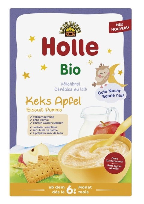 KASZKA ZBOŻOWA MLECZNA CIASTECZKOWO - JABŁKOWA BEZ DODATKU CUKRÓW OD 6 MIESIĄCA BIO 250 g - HOLLE KASZKA ZBOŻOWA MLECZNA CIASTECZKOWO - JABŁKOWA BEZ DODATKU CUKRÓW OD 6 MIESIĄCA BIO 250 g - HOLLE