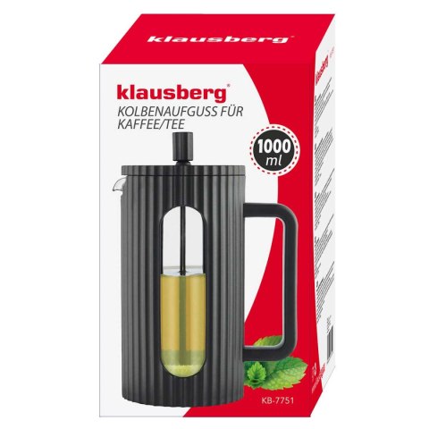 ZAPARZACZ TŁOKOWY DO KAWY/HERBATY 1000ml KLAUSBERG KB-7751 CZARNY ZAPARZACZ TŁOKOWY DO KAWY/HERBATY 1000ml KLAUSBERG KB-7751 CZARNY
