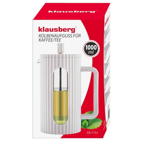 ZAPARZACZ TŁOKOWY DO KAWY/HERBATY 1000ml KLAUSBERG KB-7753 BIAŁY ZAPARZACZ TŁOKOWY DO KAWY/HERBATY 1000ml KLAUSBERG KB-7753 BIAŁY