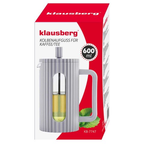 ZAPARZACZ TŁOKOWY DO KAWY/HERBATY 600ml KLAUSBERG KB-7747 SZARY ZAPARZACZ TŁOKOWY DO KAWY/HERBATY 600ml KLAUSBERG KB-7747 SZARY