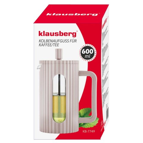 ZAPARZACZ TŁOKOWY DO KAWY/HERBATY 600ml KLAUSBERG KB-7749 RÓŻOWY ZAPARZACZ TŁOKOWY DO KAWY/HERBATY 600ml KLAUSBERG KB-7749 RÓŻOWY
