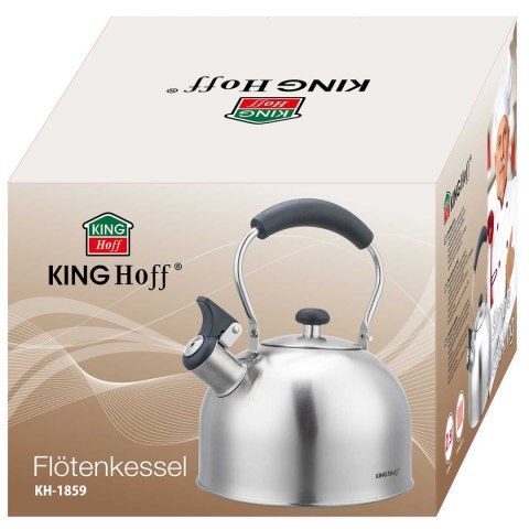 CZAJNIK 2,5L Z GWIZDKIEM KINGHOFF KH-1859 SREBRNY CZAJNIK 2,5L Z GWIZDKIEM KINGHOFF KH-1859 SREBRNY