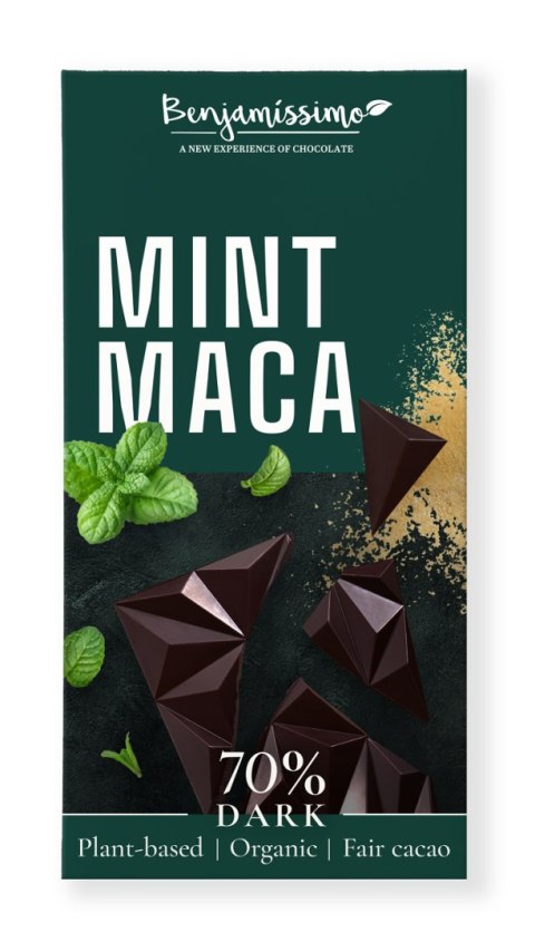 CZEKOLADA GORZKA MACA - MIĘTA BEZGLUTENOWA BIO 60 g - BENJAMISSIMO CZEKOLADA GORZKA MACA - MIĘTA BEZGLUTENOWA BIO 60 g - BENJAMISSIMO