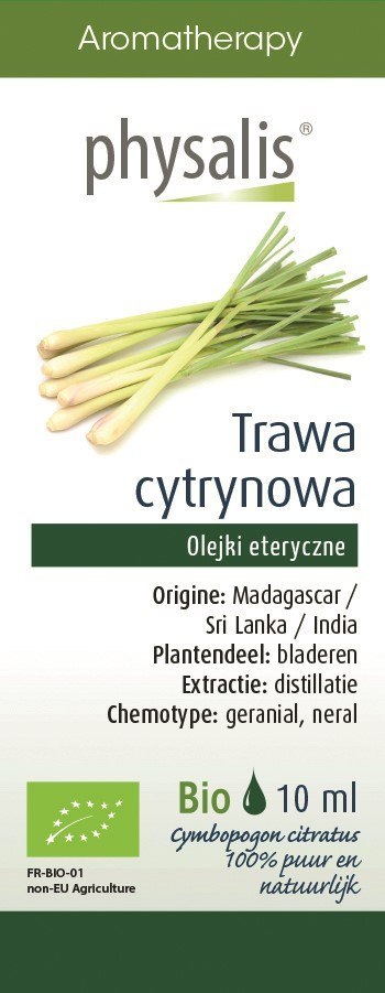 OLEJEK ETERYCZNY TRAWA CYTRYNOWA BIO 10 ml - PHYSALIS OLEJEK ETERYCZNY TRAWA CYTRYNOWA BIO 10 ml - PHYSALIS