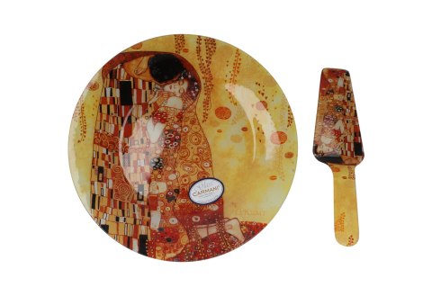 Talerz deserowy z łopatką - G. Klimt, Pocałunek śr.30cm Talerz deserowy z łopatką - G. Klimt, Pocałunek śr.30cm