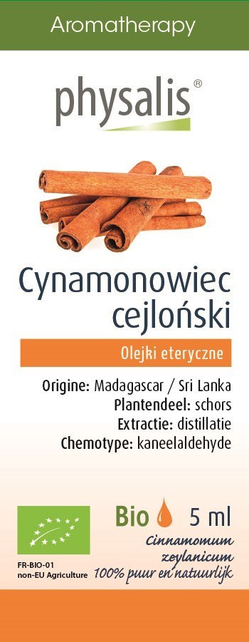 OLEJEK ETERYCZNY CYNAMONOWIEC CEJLOŃSKI BIO 5 ml - PHYSALIS OLEJEK ETERYCZNY CYNAMONOWIEC CEJLOŃSKI BIO 5 ml - PHYSALIS