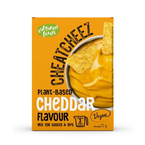 MIESZANKA NA WEGAŃSKI SOS LUB DIP O SMAKU SERA CHEDDAR BEZGLUTENOWY 72 g - CULTURED FOODS MIESZANKA NA WEGAŃSKI SOS LUB DIP O SMAKU SERA CHEDDAR BEZGLUTENOWY 72 g - CULTURED FOODS